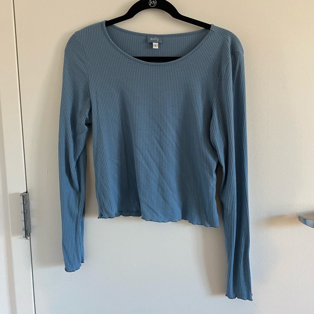 Large blue shirt